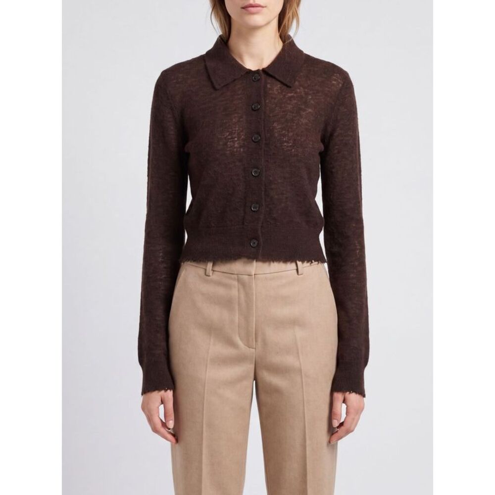 Slim Fit Wool And Alpaca Blend Cardigan Pinko With A Classic Collar